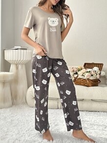 Bộ áo thun và quần PJ họa tiết hoạt hình / Bộ Pyjama - Nhiều màu - Xem 5