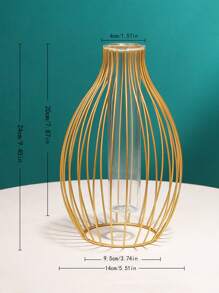 1 bình hoa kim loại có ống nhựa - Vàng - Xem 2