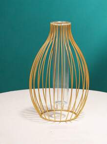 1 bình hoa kim loại có ống nhựa - Vàng - Xem 3