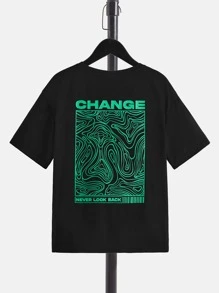 SHEIN Tween Boy Combo Casual Round Neck Printed Short Sleeve T-Shirt - Black - View 1