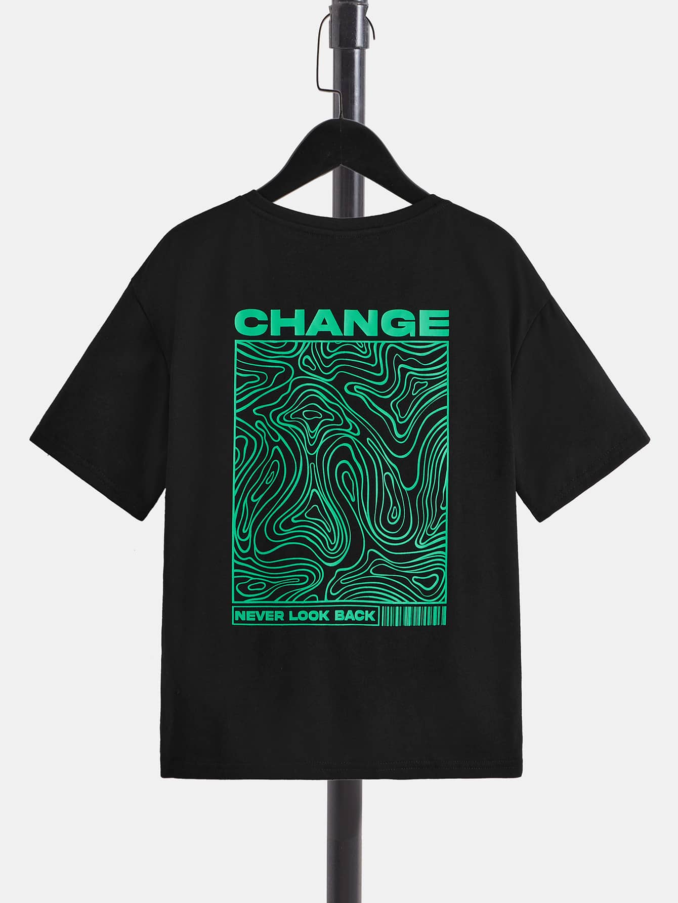 SHEIN Tween Boy Combo Casual Round Neck Printed Short Sleeve T-Shirt - Black - View 1