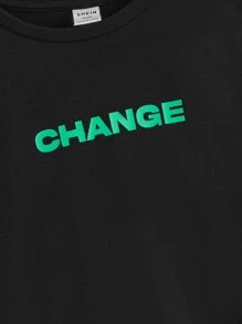 SHEIN Tween Boy Combo Casual Round Neck Printed Short Sleeve T-Shirt - Black - View 4