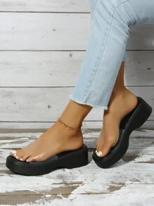 Women Wedge Slide Sandals PVC Fashion Platforms & Wedge Sandals - Clear - View 4