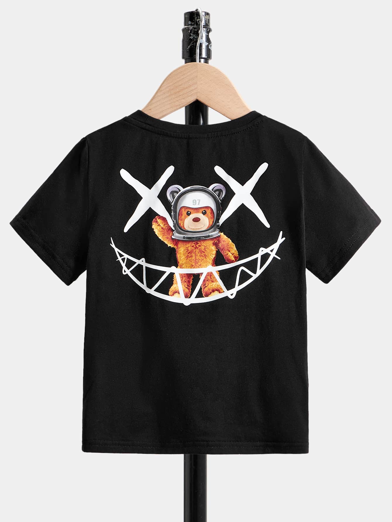 SHEIN Toddler Boys Cartoon Graphic Tee - Black - View 1