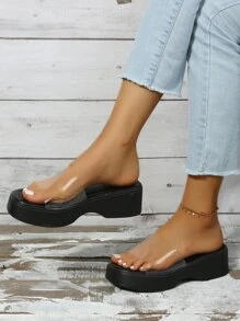 Women Wedge Slide Sandals PVC Fashion Platforms & Wedge Sandals - Clear - View 5