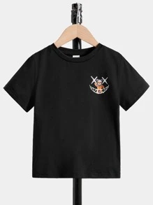 SHEIN Toddler Boys Cartoon Graphic Tee - Black - View 2