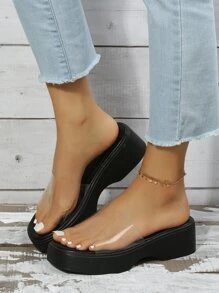 Women Wedge Slide Sandals PVC Fashion Platforms & Wedge Sandals - Clear - View 6