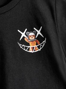 SHEIN Toddler Boys Cartoon Graphic Tee - Black - View 4