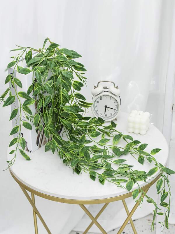1pc Plastic Artificial Leaf Vine, Green Simulation Plant Green Vine For Wedding Party