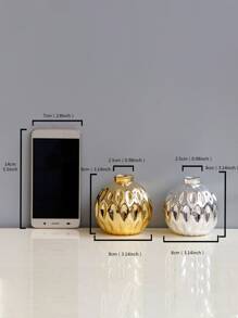 1pc Porcelain Flower Vase, Simple Silver Vase For Flower, Home Decor - Silver - View 4