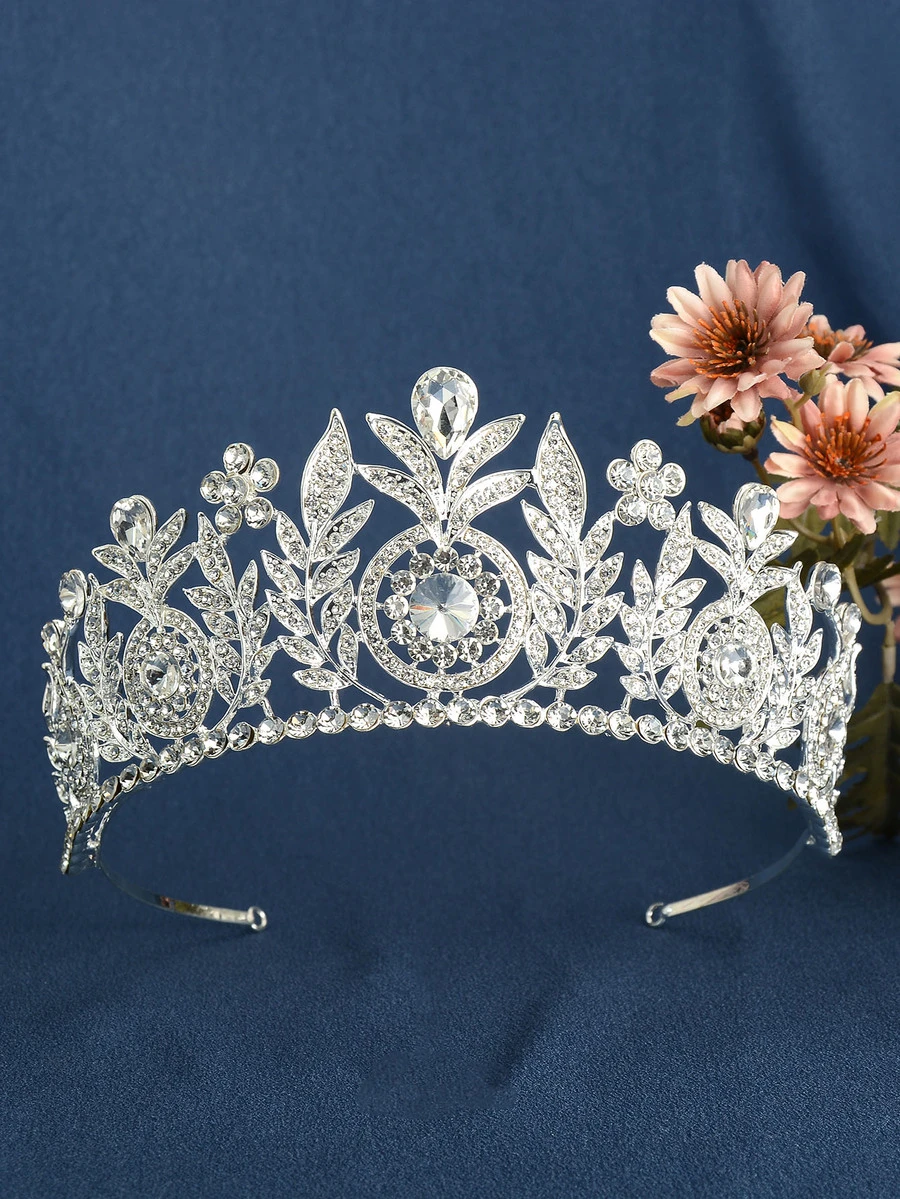 Rhinestone Decor Bridal Headband - Silver - View 1