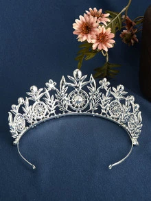 Rhinestone Decor Bridal Headband - Silver - View 2