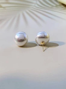 Faux Pearl Stud Earrings - White - View 2