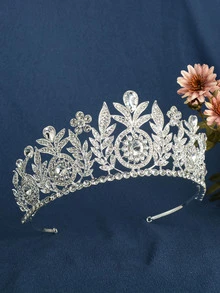 Rhinestone Decor Bridal Headband - Silver - View 3