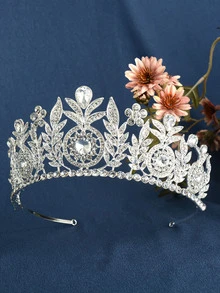 Rhinestone Decor Bridal Headband - Silver - View 4