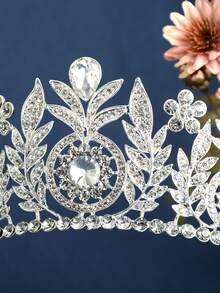 Rhinestone Decor Bridal Headband - Silver - View 5