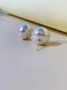 Faux Pearl Stud Earrings - White - View 7