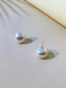 Faux Pearl Stud Earrings - White - View 8