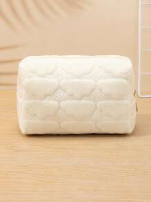 1 件白色云朵毛绒大容量便携式化妆包，适合女士女孩收纳化妆品收纳包化妆盒包、房间装饰、包、化妆包、梳妆台、旅行、化妆包、旅行必需品、收纳包、收纳、旅行必需品、化妆品收纳包、化妆包、洗漱包、办公桌收纳包、化妆包、化妆袋、化妆品收纳包、梳妆台配件、化妆袋、化妆包 - 白色 - 查看 5