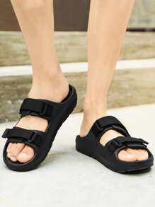 黑色鞋男士魔術貼人字拖和拖鞋