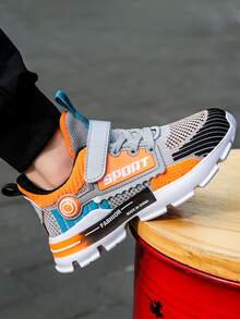 跑步鞋男孩撞色字母圖案魔術貼運動鞋 - 彩色 - 查看 3