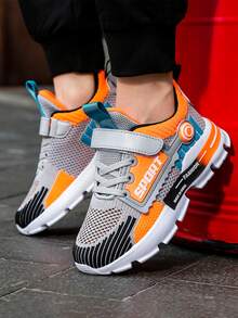 跑步鞋男孩撞色字母圖案魔術貼運動鞋 - 彩色 - 查看 4