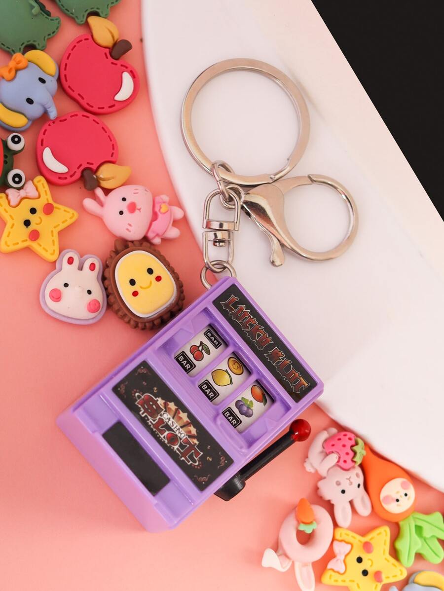 Móc khóa máy trò chơi đồ họa chữ cái - Màu tím - Xem 1