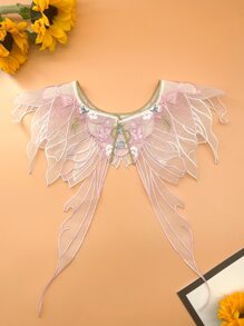 Floral Embroidered Dickey Collar - Baby Pink - View 1