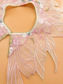 Floral Embroidered Dickey Collar - Baby Pink - View 4