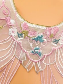 Floral Embroidered Dickey Collar - Baby Pink - View 5