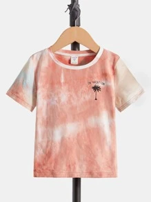 SHEIN Young Boys' Casual Comfortable Tie-Dye Pattern Short Sleeve Top - Multicolor - View 5