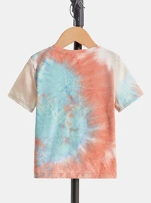 SHEIN Young Boys' Casual Comfortable Tie-Dye Pattern Short Sleeve Top - Multicolor - View 2