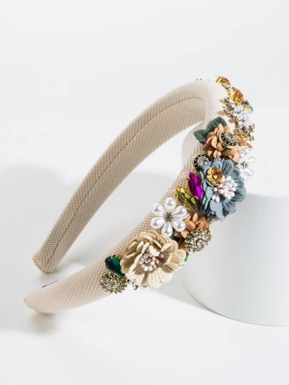 Haarband mit Strass- und Blumendekoration, Königliches Valentinstags-Accessoire, Haarreif, Haarschmuck, Haarzubehör