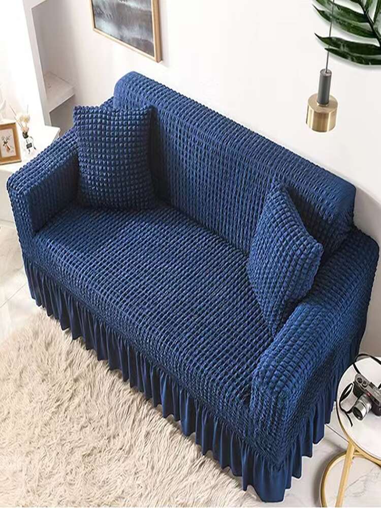 1入組彈力沙發套帶裙子易貼合沙髮沙發套耐用可水洗通用高彈性家具保護套 - 藏蓝色 - 查看 2