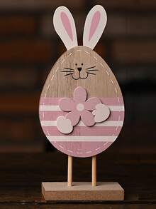 1peça Artesanato de decoração páscoa design coelho - Rosa - Ver 3