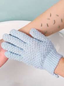 1pc Solid Color Bath Glove - Blue - View 1