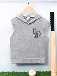 小男童字母圖案無袖連帽衫