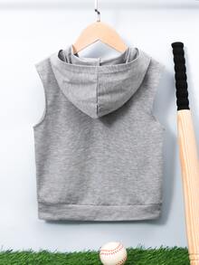 小男童字母圖案無袖連帽衫