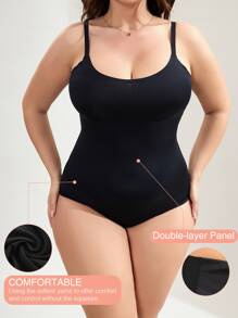 Plus Double Panel Tummy Control Sculpting Butt Lifter Shapewear Bodysuit - Black - View 6