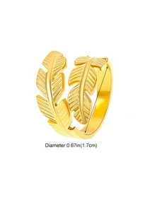 Anillo de envoltura con diseño de hoja - Amarillo Oro - Ver 4