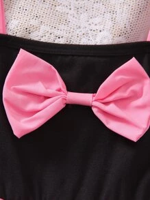 Young Girls Bow Front Layer Hem Cami Party Dress - Multicolor - View 4