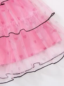 Young Girls Bow Front Layer Hem Cami Party Dress - Multicolor - View 6