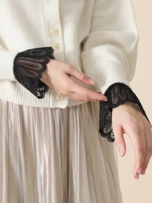 Hollow Out Lace Fake Cuffs - Black - View 1