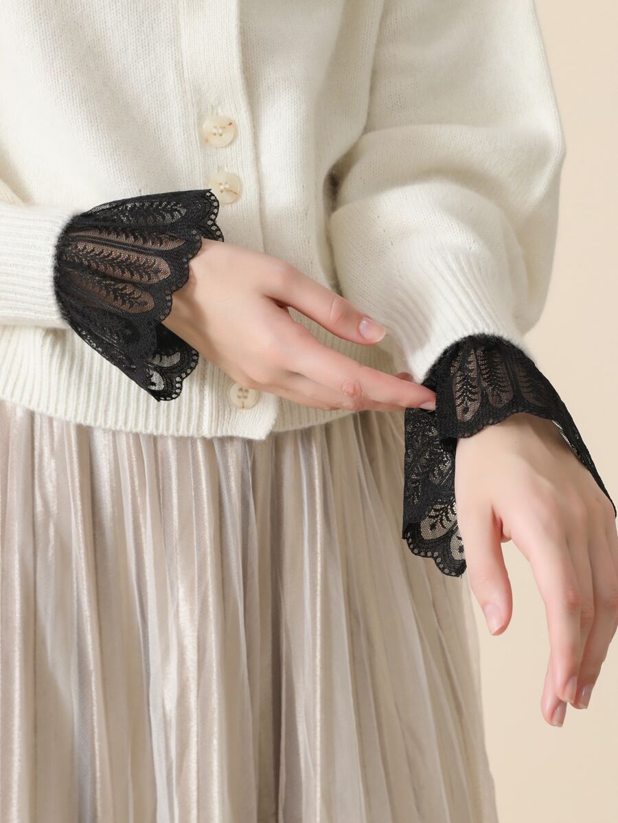 Hollow Out Lace Fake Cuffs - Black - View 1