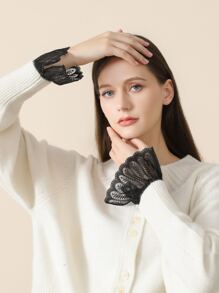 Hollow Out Lace Fake Cuffs - Black - View 5