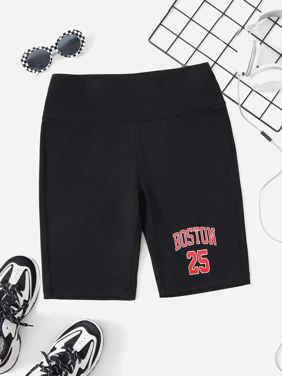 SHEIN Coolane 字母圖案騎行褲