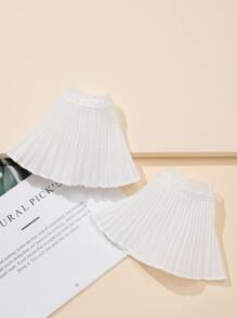 Solid Pleated Fake Cuffs - White - View 3