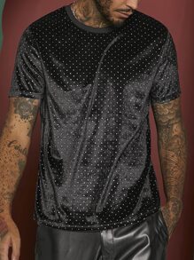 Manfinity Men Polka Dot Tee - Black - View 1