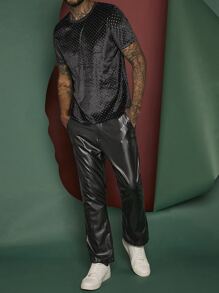 Manfinity Men Polka Dot Tee - Black - View 3