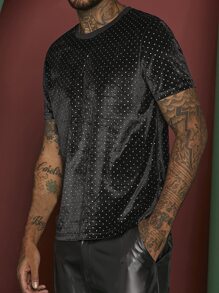 Manfinity Men Polka Dot Tee - Black - View 6